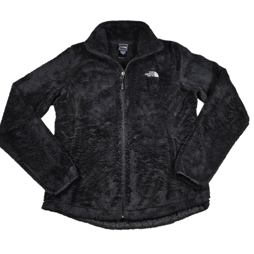 North Face Jacket Black Soft Fleece Logo Full Zip Jacket- Women's Size Small